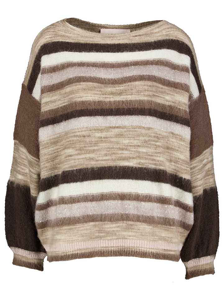 Beige gestreepte wollen trui Floor