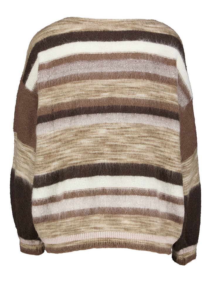 Beige gestreepte wollen trui Floor