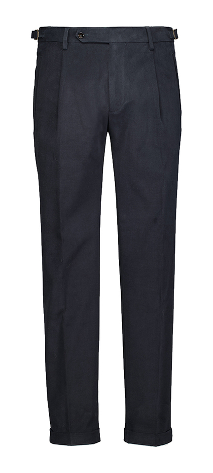 Blauwe zachte geklede lange broek Retrolong Berwich