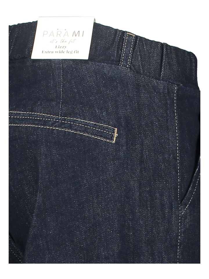 Donkerblauwe wijde jeans met hoge taille en elastiek Lizzy Para Mi