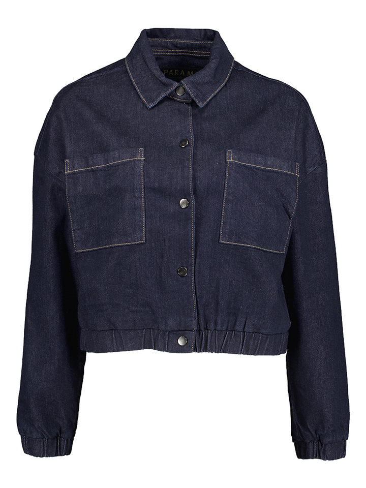 Donkerblauwe jeans jas met elastiek onderaan Lynn Para Mi