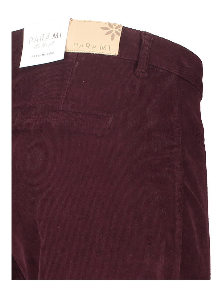 Bordeaux broek in ribfluweel straight fit met hoge taille Para Mi