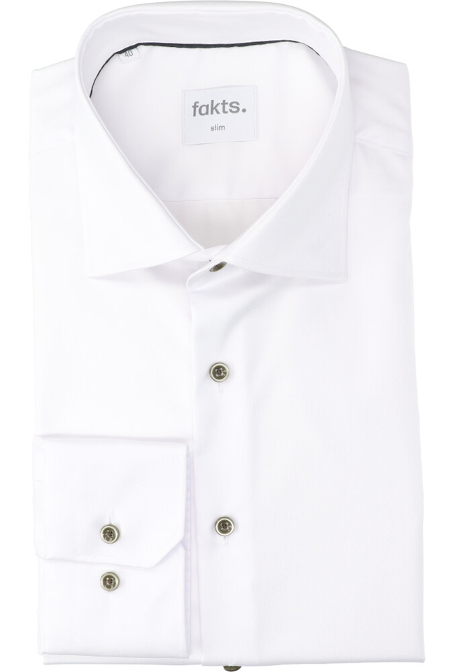 Wit katoenen hemd (slim fit) met lange mouwen Fakts 