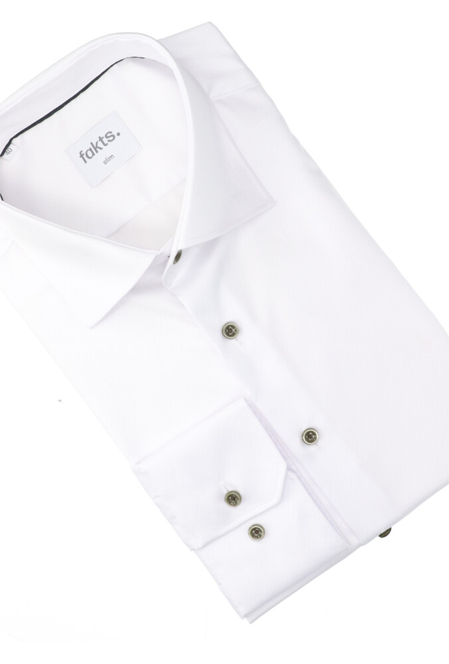 Wit katoenen hemd (slim fit) met lange mouwen Fakts 