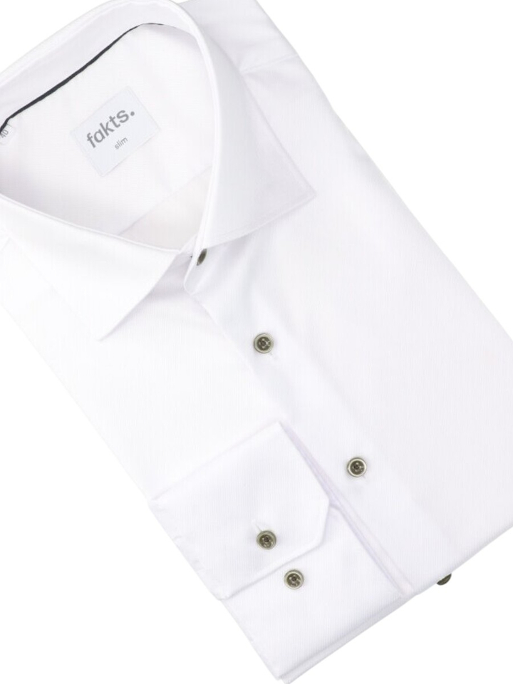 Wit katoenen hemd (slim fit) met lange mouwen Fakts