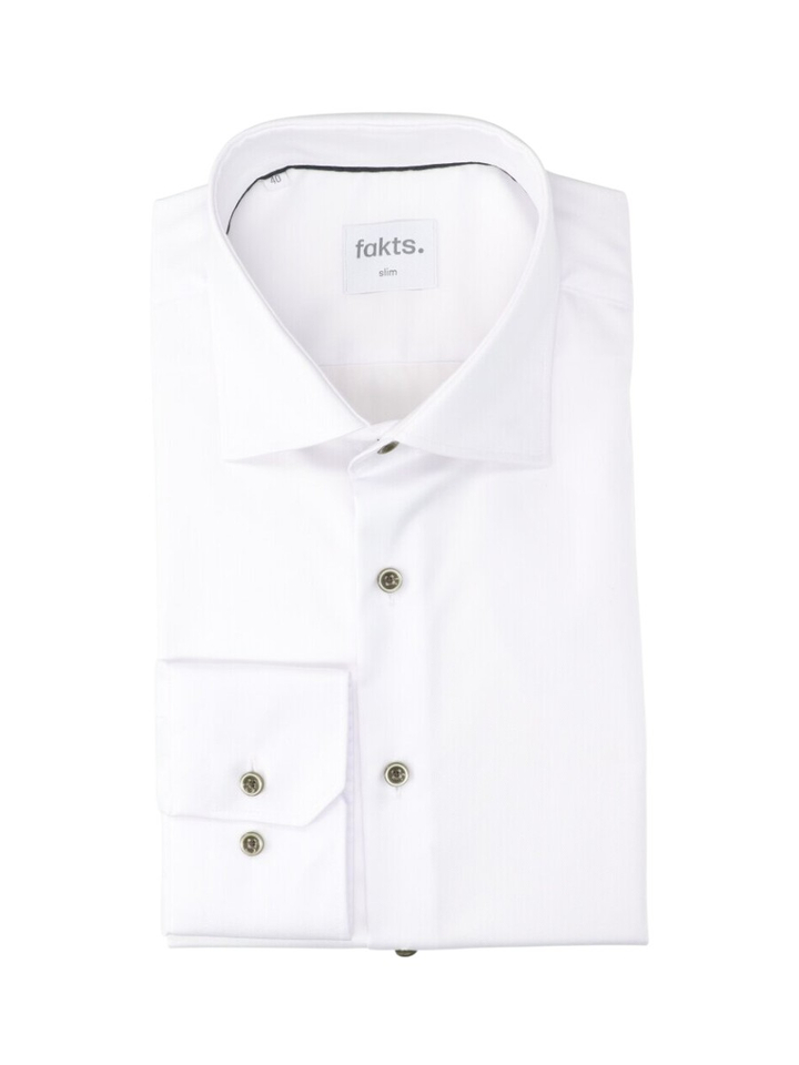 Wit katoenen hemd (slim fit) met lange mouwen Fakts