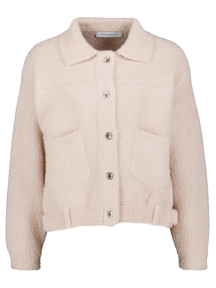 Roze fluffy gilets met knoopsluiting Bubbly Rino Pelle