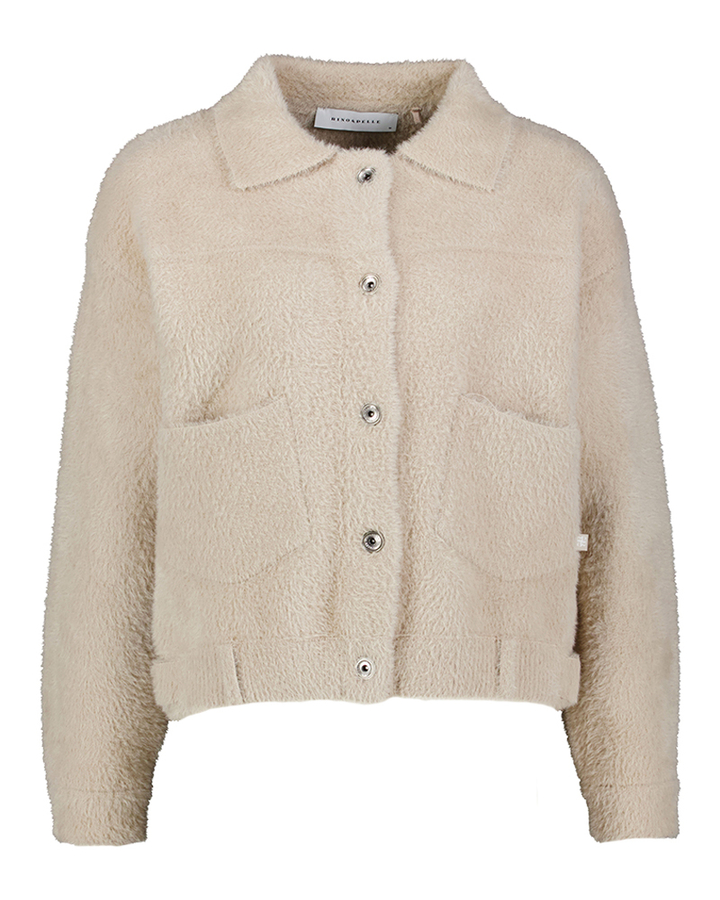 Beige fluffy gilets met knoopsluiting Bubbly Rino Pelle