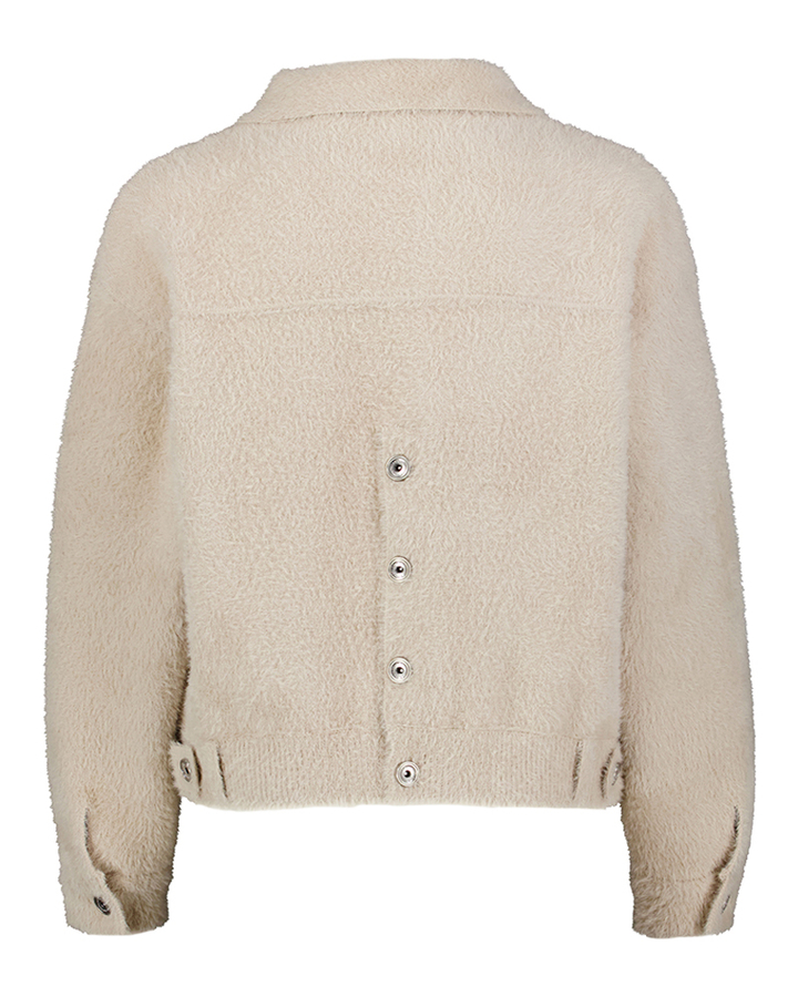 Beige fluffy gilets met knoopsluiting Bubbly Rino Pelle