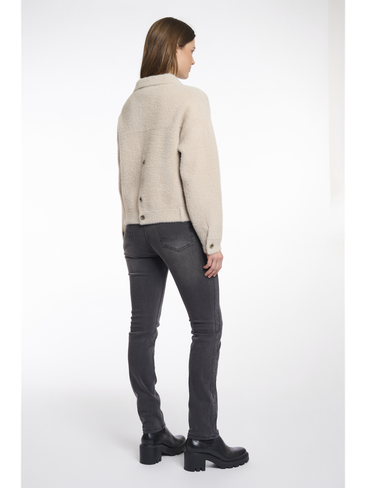 Beige fluffy gilets met knoopsluiting Bubbly Rino Pelle