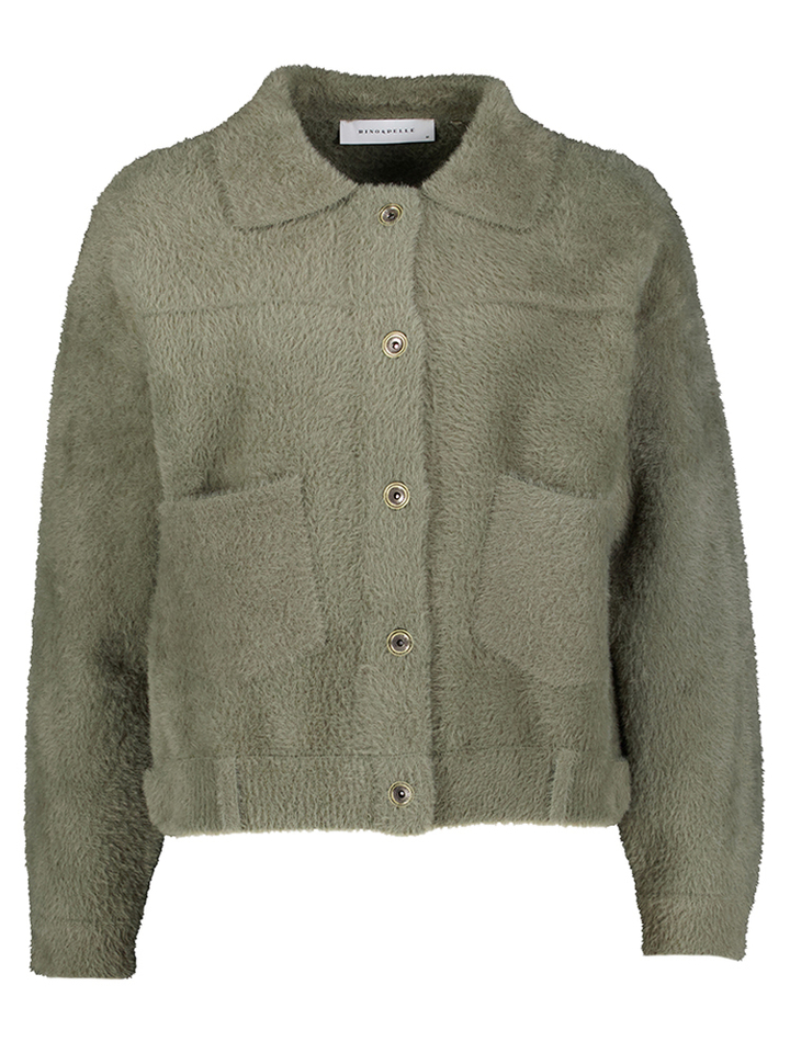 Groene fluffy gilets met knoopsluiting Bubbly Rino Pelle