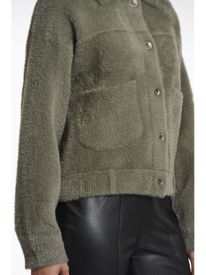 Groene fluffy gilets met knoopsluiting Bubbly Rino Pelle