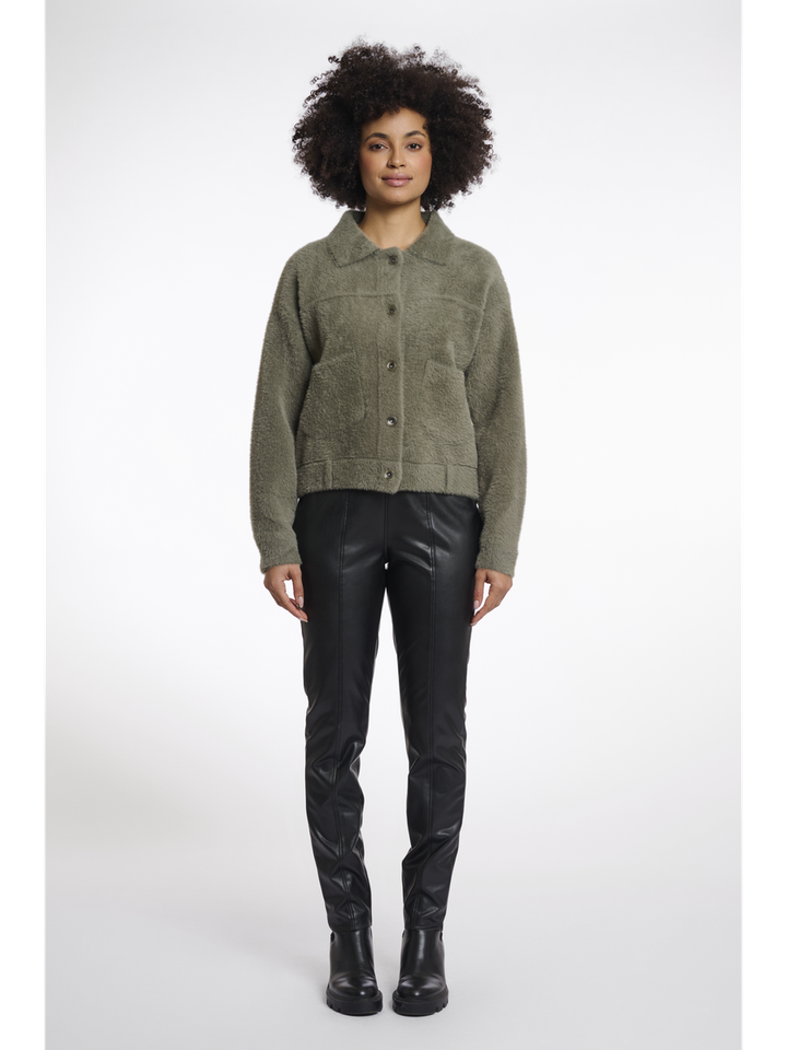 Groene fluffy gilets met knoopsluiting Bubbly Rino Pelle