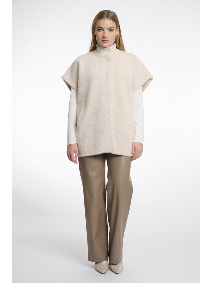 Beige gilet met knoopsluiting Helen Rino Pelle
