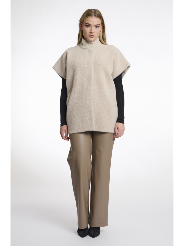 Beige fluffy jas Helen Rino Pelle