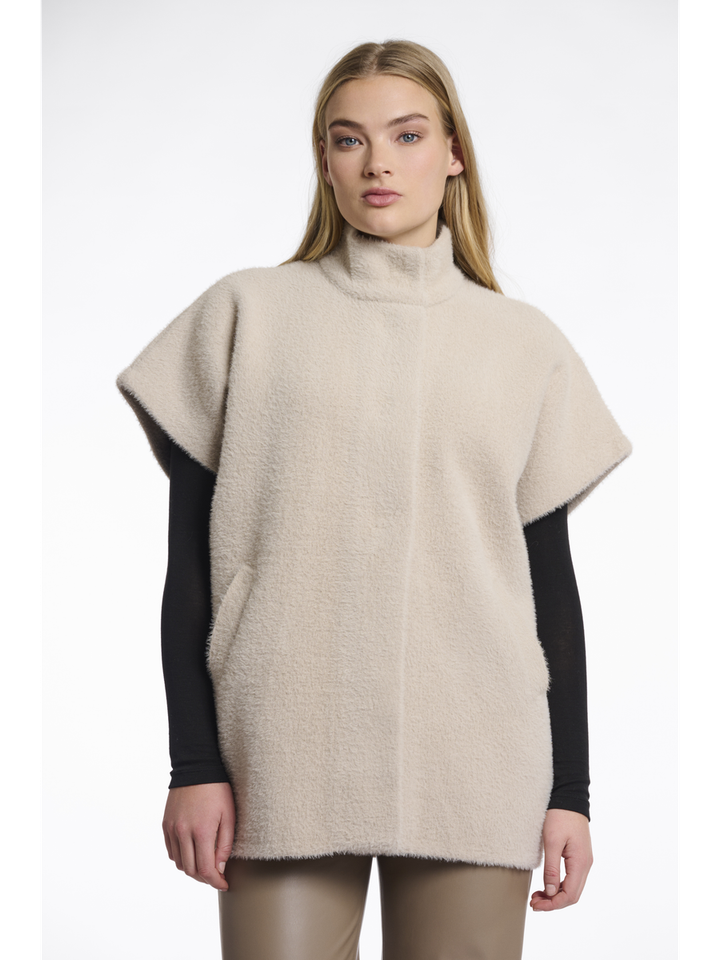 Beige fluffy jas Helen Rino Pelle