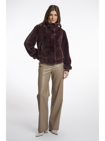 Bordeaux faux fur jas Ambra Rino Pelle 