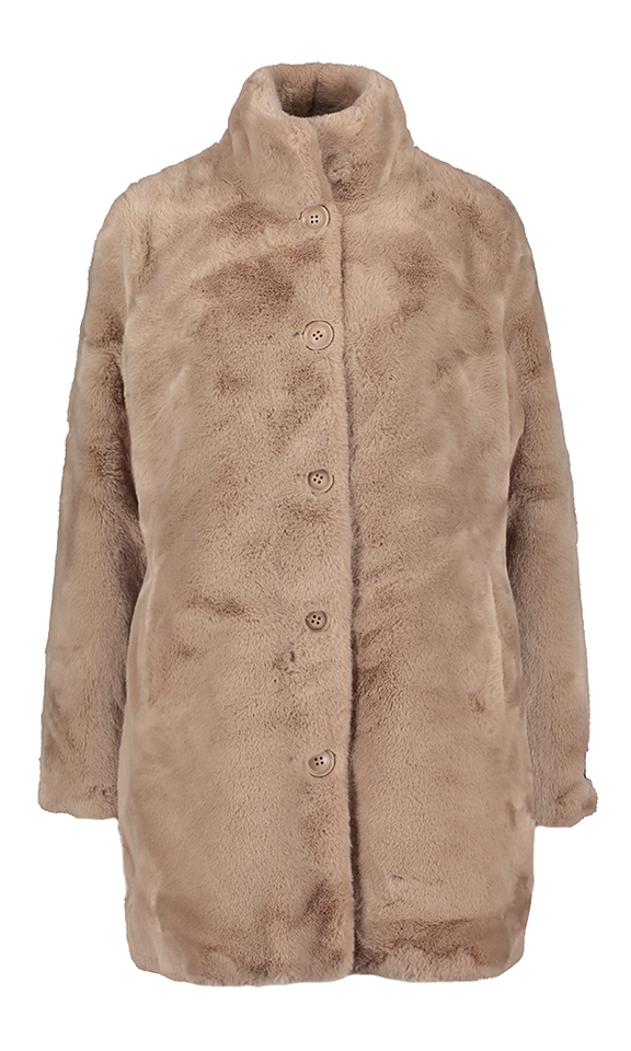 Beige mantel in faux fur met knopen Nonna Rino Pelle