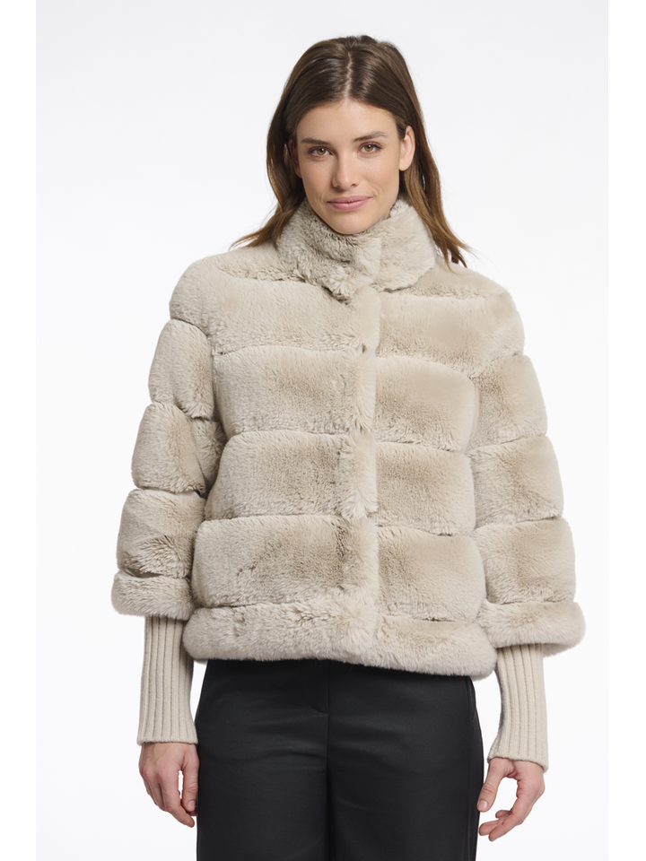 Beige jas in imitatiebont Feline Rino Pelle 