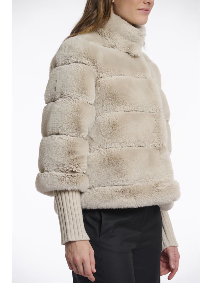 Beige jas in imitatiebont Feline Rino Pelle 