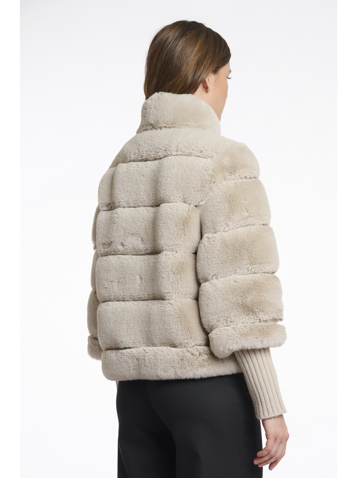 Beige jas in imitatiebont Feline Rino Pelle 