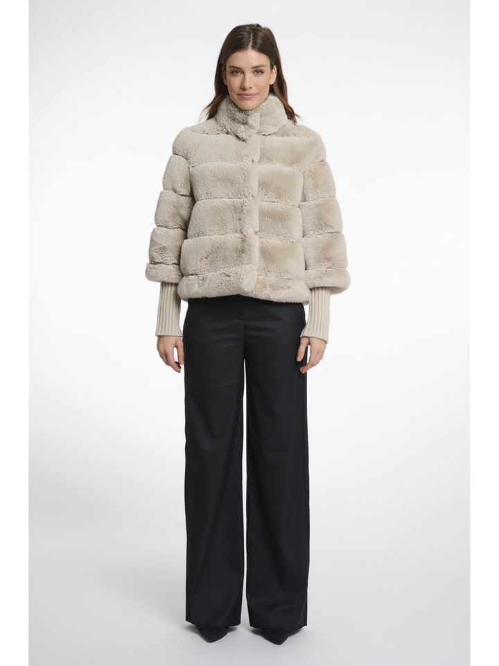 Beige jas in imitatiebont Feline Rino Pelle 