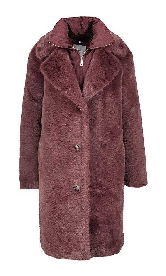 Bordeaux jas in imitatiebont Geesje Rino Pelle