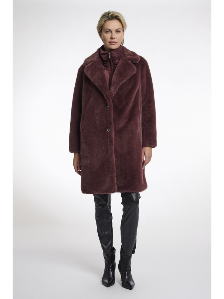 Bordeaux jas in imitatiebont Geesje Rino Pelle