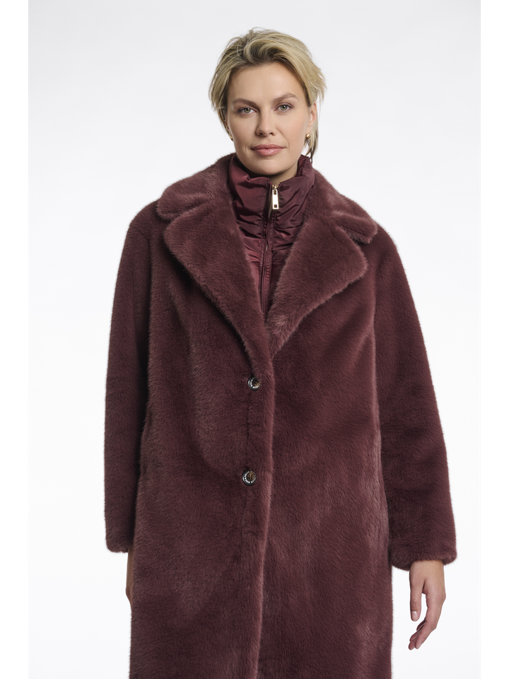 Bordeaux jas in imitatiebont Geesje Rino Pelle