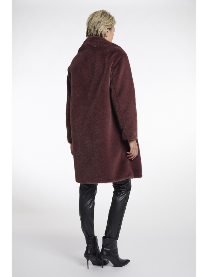 Bordeaux jas in imitatiebont Geesje Rino Pelle