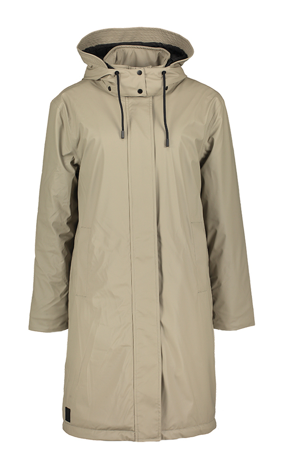 Bruinkleurige lange jas met kap Stefanie Rino Pelle