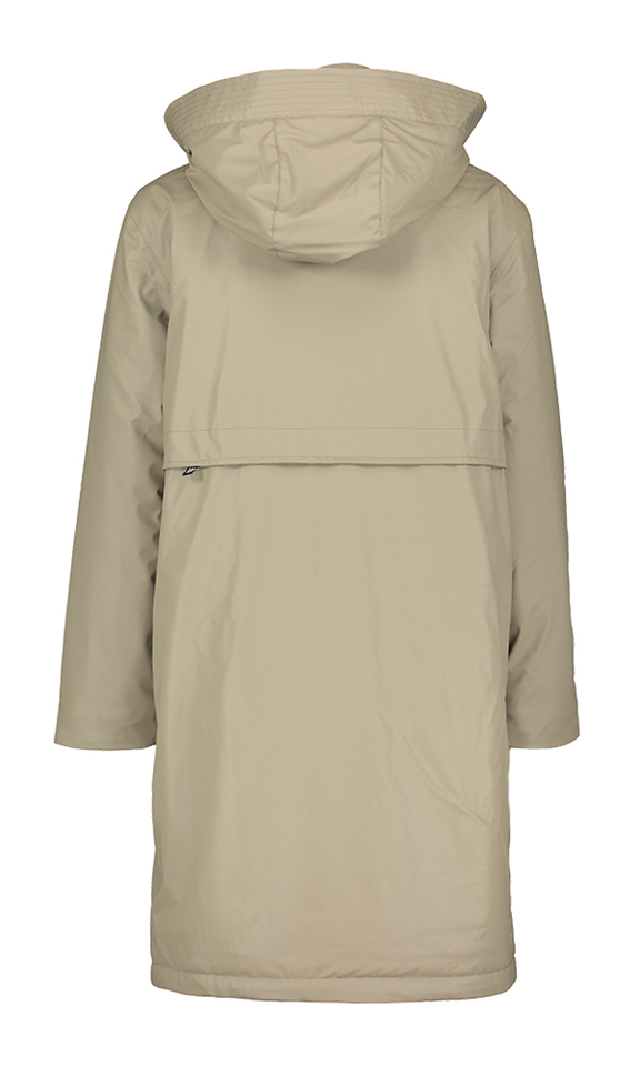 Bruinkleurige lange jas met kap Stefanie Rino Pelle