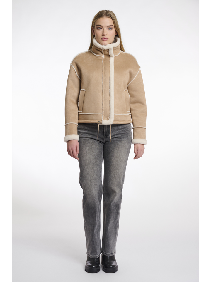 Beige jas Beck Rino Pelle
