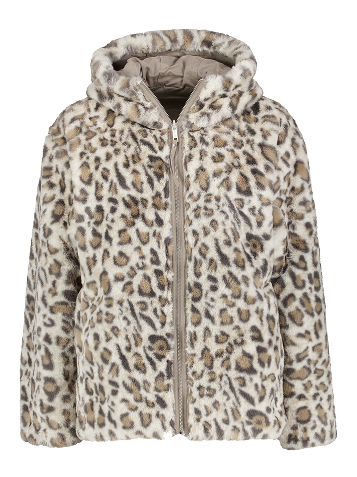 Beige omkeerbare jas met dierenprint Ines Rino Pelle 