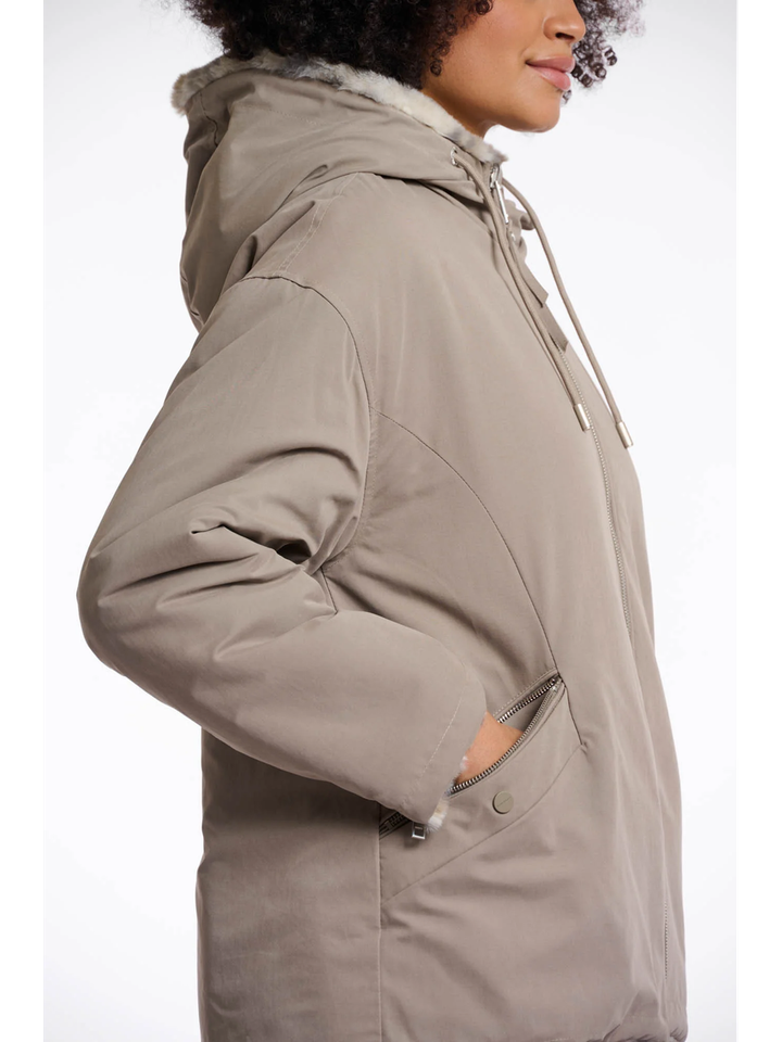 Beige omkeerbare jas met dierenprint Ines Rino Pelle 