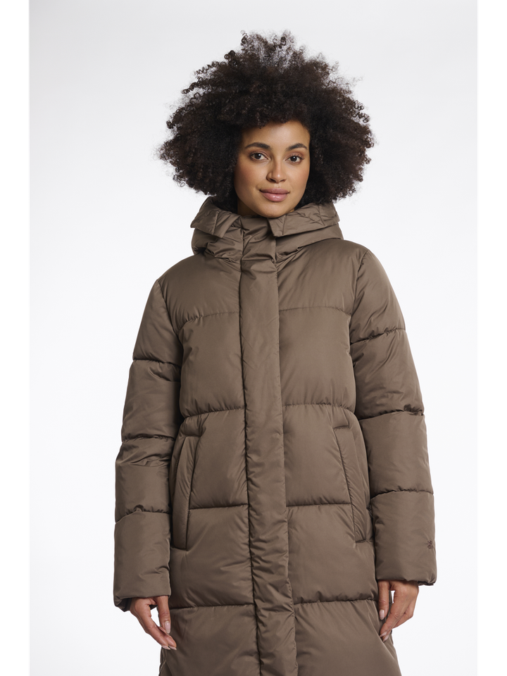 Bruine lange jas Tessa Rino Pelle