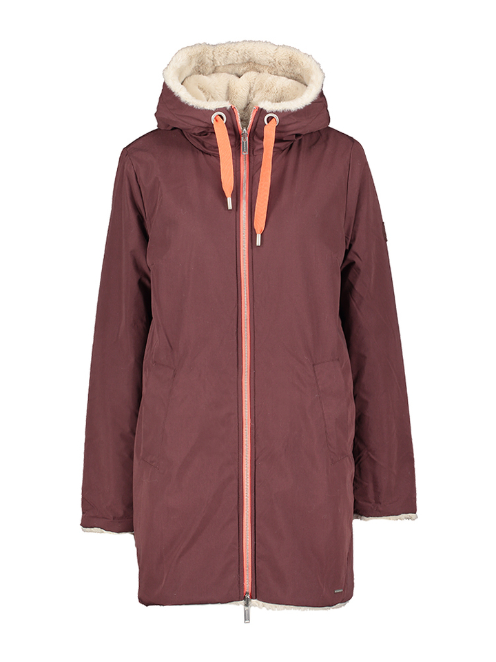 Bordeaux/fluffy reversibel parka met kap Javin Rino Pelle