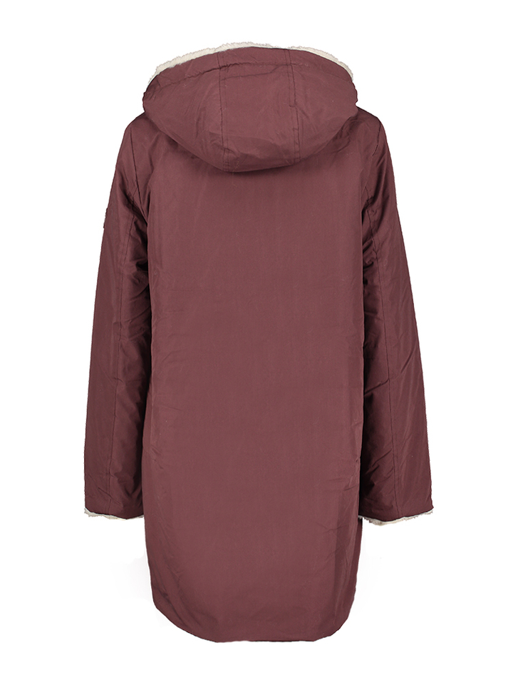 Bordeaux/fluffy reversibel parka met kap Javin Rino Pelle