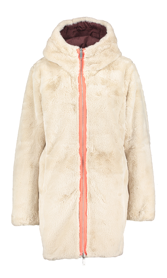 Bordeaux/fluffy reversibel parka met kap Javin Rino Pelle