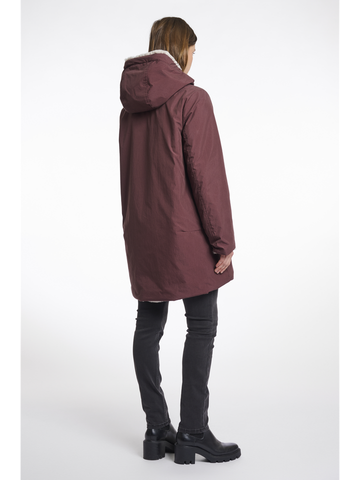 Bordeaux/fluffy reversibel parka met kap Javin Rino Pelle