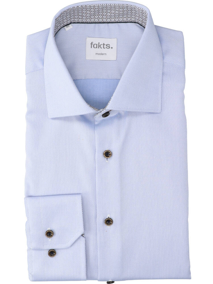 Blauw katoenen hemd ( regular fit) met lange mouwen Fakts 