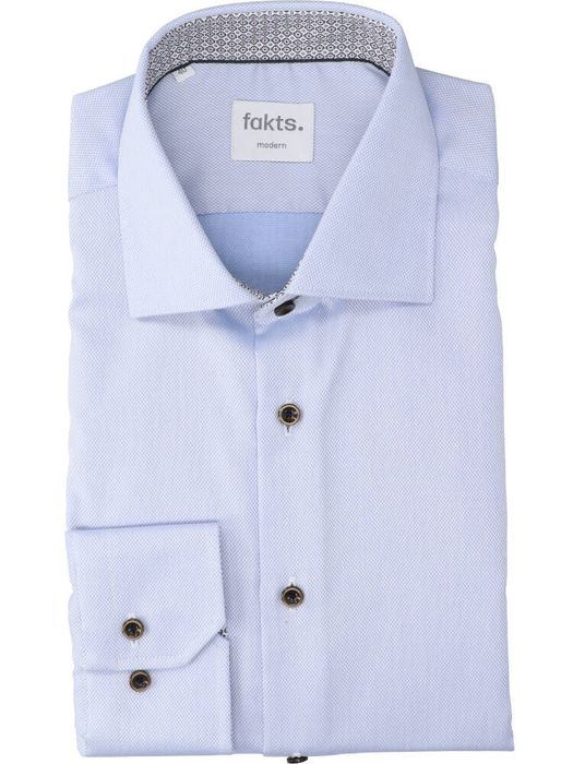 Blauw katoenen hemd ( regular fit) met lange mouwen Fakts