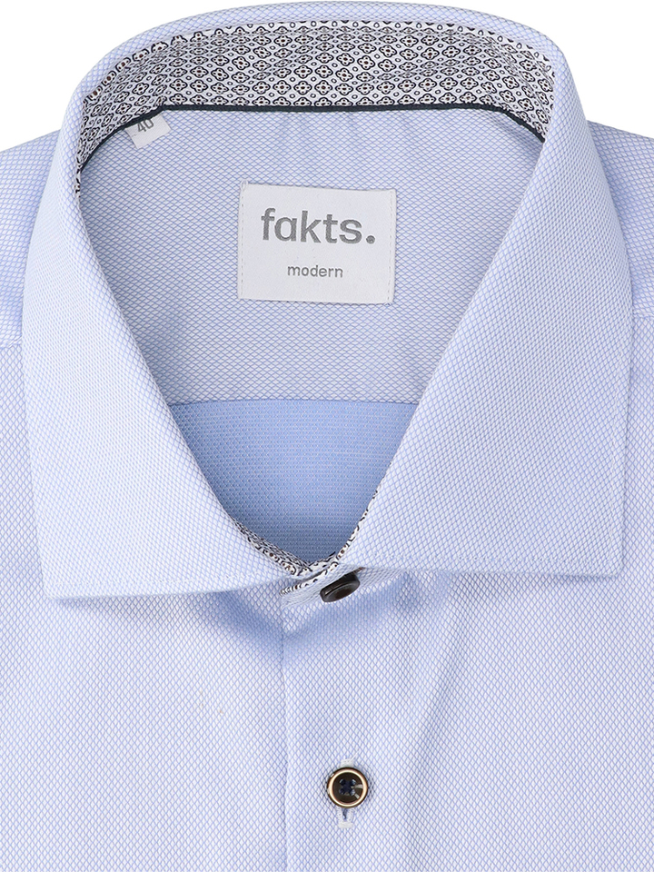 Blauw katoenen hemd ( regular fit) met lange mouwen Fakts 