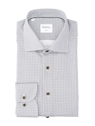 Fakts Wit katoenen hemd (regular fit) met details en lange mouwen