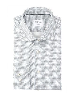 Fakts Wit katoenen hemd (regular fit) met details en lange mouwen