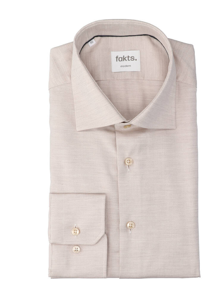 Beige katoenen hemd (regular fit) met lange mouwen Fakts