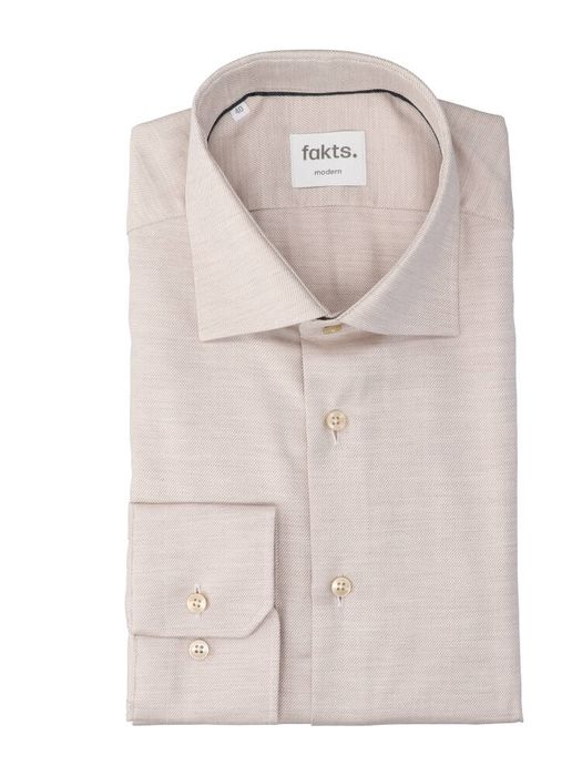 Beige katoenen hemd (regular fit) met lange mouwen Fakts