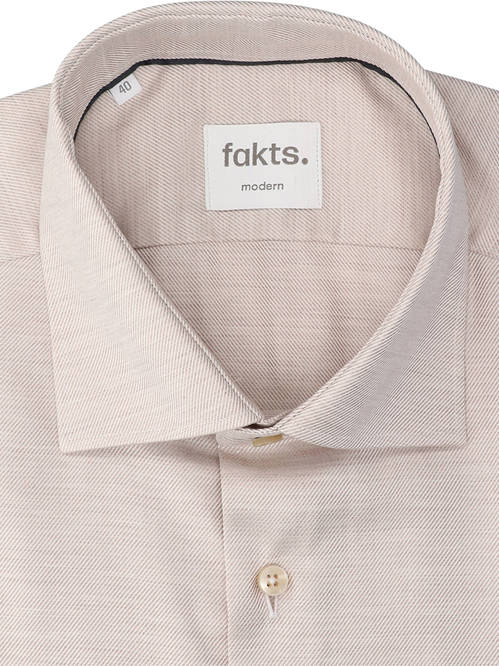 Beige katoenen hemd (regular fit) met lange mouwen Fakts