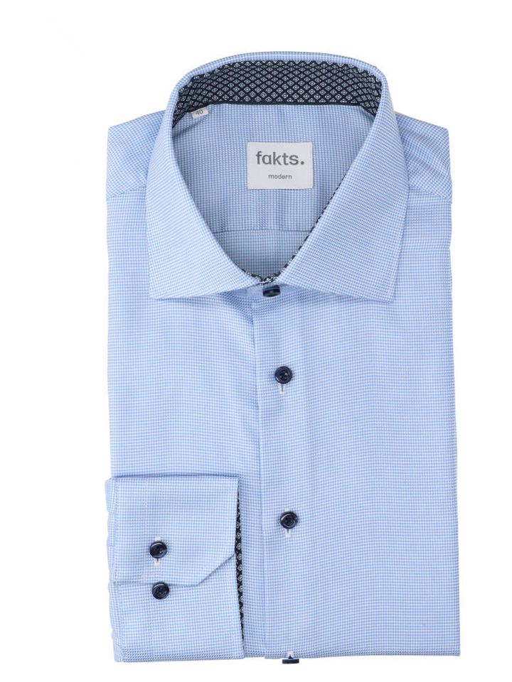 Blauw faux katoenen hemd (regular fit) met details en lange mouwen Fakts