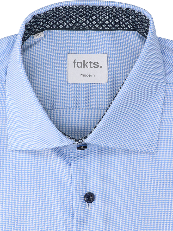 Blauw faux katoenen hemd (regular fit) met details en lange mouwen Fakts